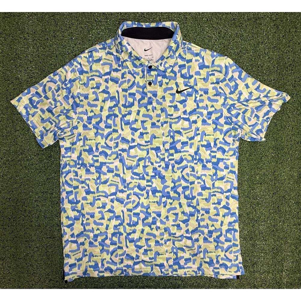 NIKE Men's Large Golf Tour DRI-FIT Confetti Print Polo Shirt Vented FD5939 - 435